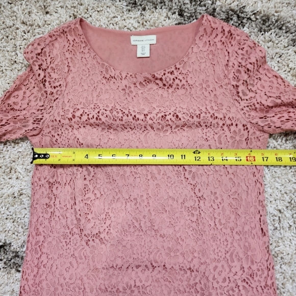 Adrienne Vittadini Dusty Pink Bell Sleeve Eyelet / Lace Top Size Small - Picture 9 of 9